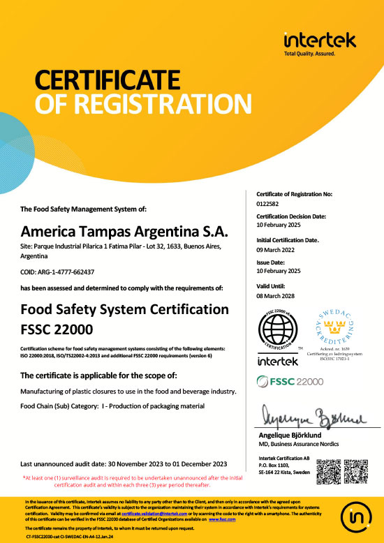 Certificado FSSC 22000